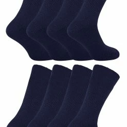Sock Snob 8 Pack Mens Thermal Sleep Socks | Soft & Comfortable Warm Bed Socks for Men - Navy