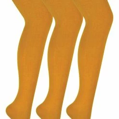 3 Pair Multipack Womens Coloured Opaque 80 Denier Tights | Sock Snob | Plain Block Colour Tights - Mustard - Yellow