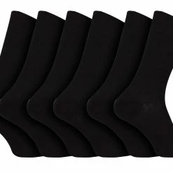 Sock Snob 100% Egyptian Cotton Socks for Men | 6 Pairs | Ribbed Seamless Black Socks Avaliable in 3 Sizes - Black