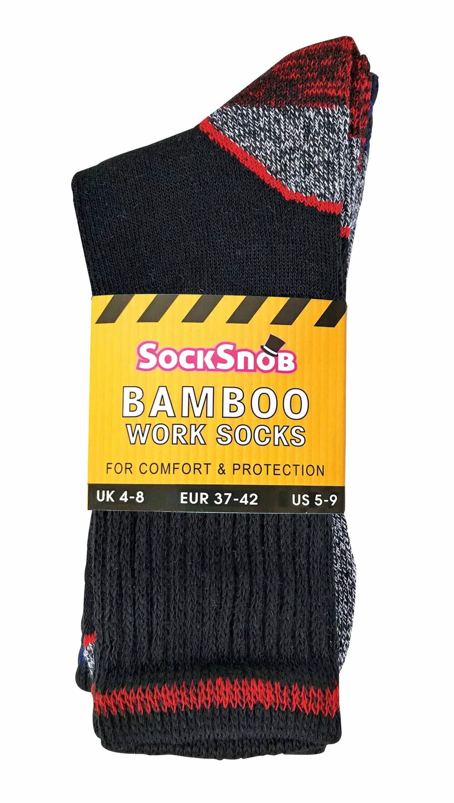 Sock Snob Men's Breathable Heavy Duty Bamboo Work Socks for Steel Toe Boots - Black - Image 2
