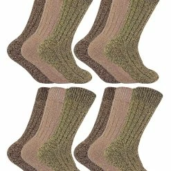 Sock Snob - 12 Pairs Mens Wool Boot Socks for Hiking - Brown