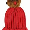 Sock Snob Women's Christmas Beanie Hat with Rudolf Pom Pom Bobble - Red