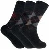 Sock Snob 3 Pack Men's Non Elastic Lambs Wool Blend Pattern Socks for Circulation - Grey