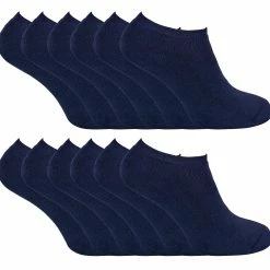Sock Snob Mens Thermal Low Cut Trainer Socks | 12 Pair Multipack | Winter Invisible Socks for Men - Navy