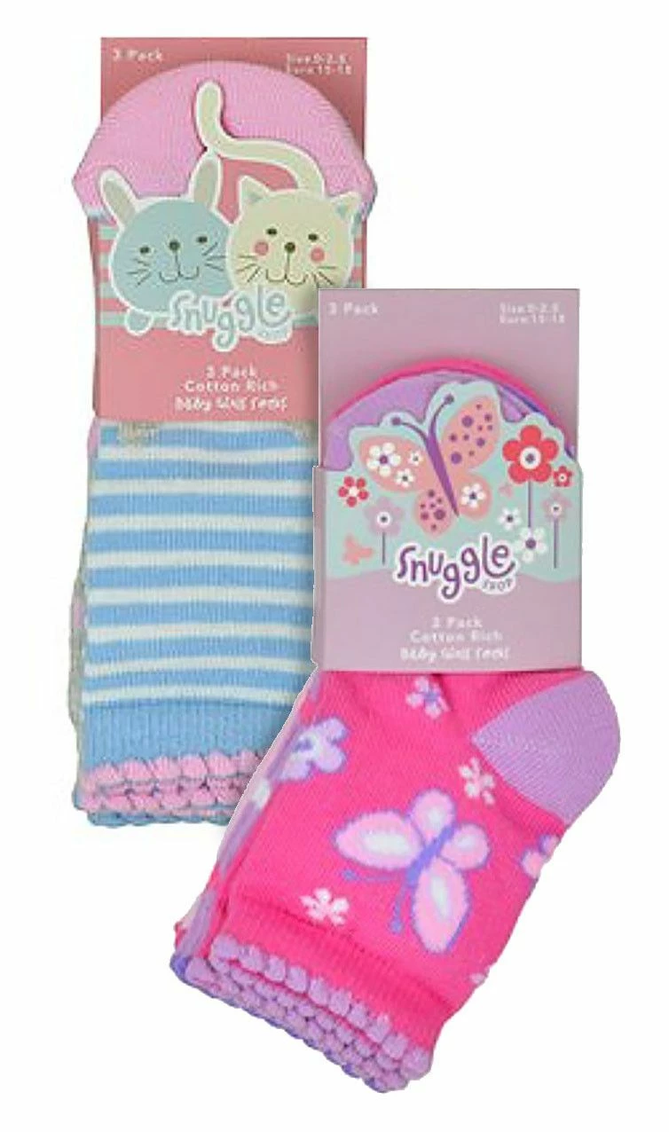 6 Pair Baby Girls Butterfly Design Sock | Sock Snob | Soft Comfortable Animal Socks for Toddler - Animal - Multicolour - Image 2
