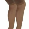 2 Pair Multipack Women's Seamed Stockings with Lace Top | Sock Snob | Ladies Thigh High Stockings - Nude / Nude - Beige
