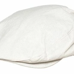 Sock Snob Mens Linen Flat Cap in Cream & Denim - Cream