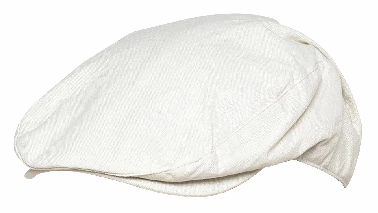 Sock Snob Mens Linen Flat Cap in Cream & Denim - Cream