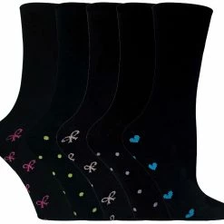 Sock Snob Ladies / Women's Black Cotton Rich Cute Dress Socks with Bows & Hearts