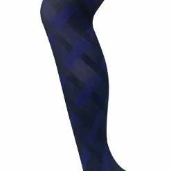 Sock Snob - Ladies Coloured 80 Denier Opaque Fashion Tights - Cable - Blue
