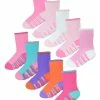Sock Snob Non Slip Baby Girl Heel and Toe Socks | 10 Pair Multipack | Cute and Soft Toddler Socks with Grips - Style 2 - Multicolour