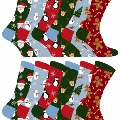 Kids Christmas Socks | Sock Snob | Novelty Fun Pattern Xmas Gift Socks for Boys & Girls - 12 Pack - Multicolour