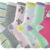 Sock Snob 6 Pair Multipack Pastel Novelty Girls Unicorn Socks - Pink