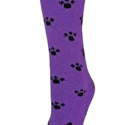 Sock Snob Ladies / Women's Fluffy Non Slip Slipper Socks with Animal Designs - Purple