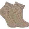 Sock Snob - Ladies Chunky Ribbed Low Cut Wool Blend Ankle Boot Socks - Beige