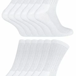 12 Pair Multipack Kids Bamboo Sport Socks | Sock Snob | Soft Breathable Crew Athletic Running Socks | Ideal Socks for PE & Sports Day - White