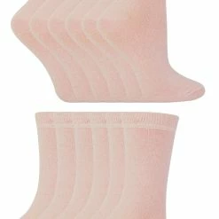 12 Pair Multipack Kids Cotton Colourful Casual Socks | Sock Snob | Plain Dress Socks for Boys & Girls - Light Pink