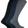 SOCK SNOB - 3 Pairs Men's Long Knee High Length 100% Cotton Socks - Grey