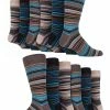 12 Pair Multipack Mens Cotton Colourful Striped Dress Socks | Sock Snob | Patterned Business Casual Dress Socks - Bangkok - Multicolour