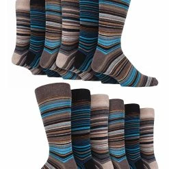 12 Pair Multipack Mens Cotton Colourful Striped Dress Socks | Sock Snob | Patterned Business Casual Dress Socks - Bangkok - Multicolour