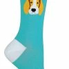 Sock Snob 1 Pair Unisex Novelty Cat Dog Socks with Beagle / Pug / Scotty Dog - Green