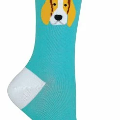 Sock Snob 1 Pair Unisex Novelty Cat Dog Socks with Beagle / Pug / Scotty Dog - Green