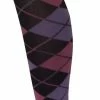 Sock Snob - Ladies Coloured 80 Denier Opaque Fashion Tights - Argyle - Purple