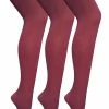 3 Pair Multipack Womens Coloured Opaque 80 Denier Tights | Sock Snob | Plain Block Colour Tights - Burgundy