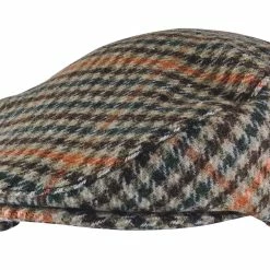 Sock Snob Mens Vintage Houndstooth Plaid Wool Blend Newsboy Flat Ivy Cap Hat - GL228A Green