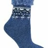 Sock Snob - Ladies Turn Over Top Warm Thermal Winter Nordic Bed Socks - Blue