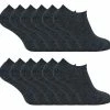 Sock Snob Mens Thermal Low Cut Trainer Socks | 12 Pair Multipack | Winter Invisible Socks for Men - Charcoal - Grey