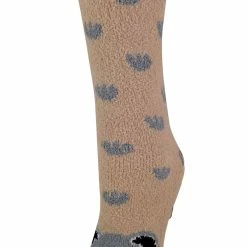 Sock Snob Ladies / Women's Fluffy Non Slip Slipper Socks with Animal Designs - Beige