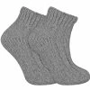 Sock Snob - Ladies Chunky Ribbed Low Cut Wool Blend Ankle Boot Socks - Grey