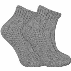 Sock Snob - Ladies Chunky Ribbed Low Cut Wool Blend Ankle Boot Socks - Grey