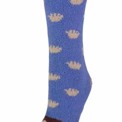 Sock Snob Ladies / Women's Fluffy Non Slip Slipper Socks with Animal Designs - Blue