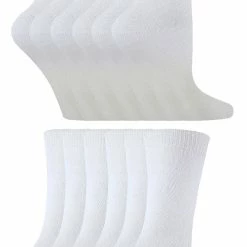 12 Pair Multipack Kids Cotton Colourful Casual Socks | Sock Snob | Plain Dress Socks for Boys & Girls - White