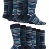 12 Pair Multipack Mens Cotton Colourful Striped Dress Socks | Sock Snob | Patterned Business Casual Dress Socks - Leicester - Multicolour