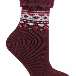 Sock Snob - Ladies Turn Over Top Warm Thermal Winter Nordic Bed Socks - Fuchsia