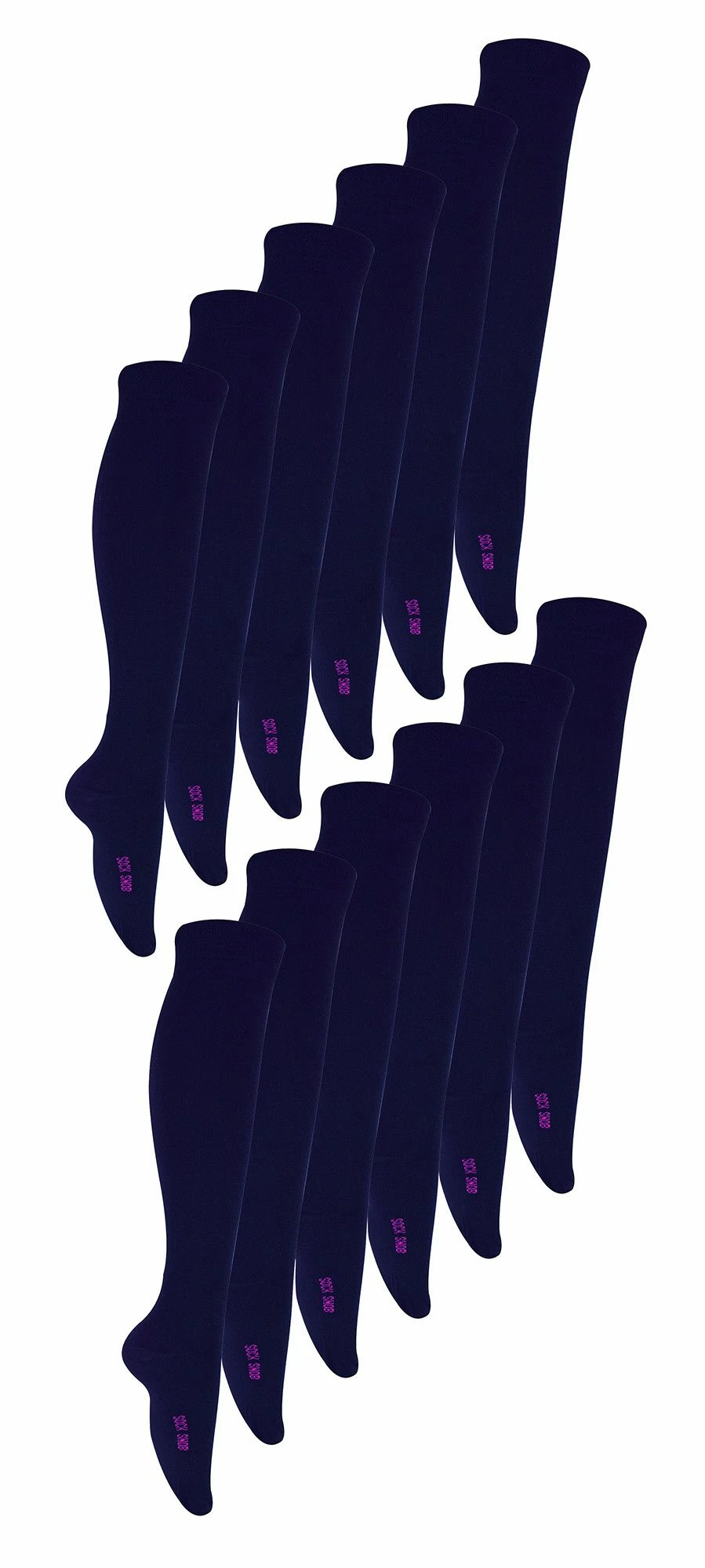 12 Pair Multipack Kids Knee High Bamboo Socks | Sock Snob | Soft & Breathable Multicoloured Long School Socks - Navy