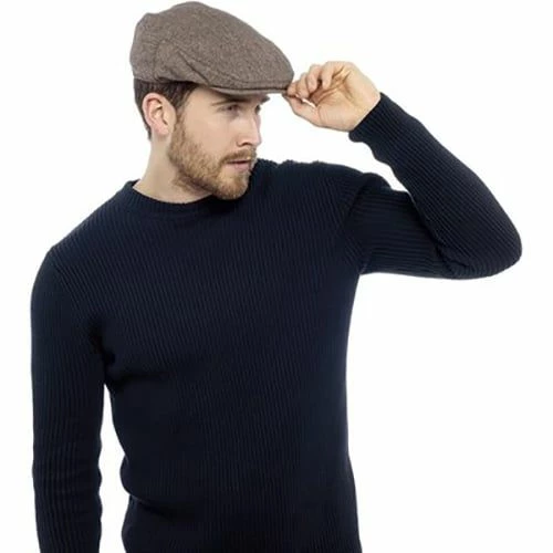 Sock Snob Men's Checked Wool Blend Traditional Flat Cap - Brown - Image 2