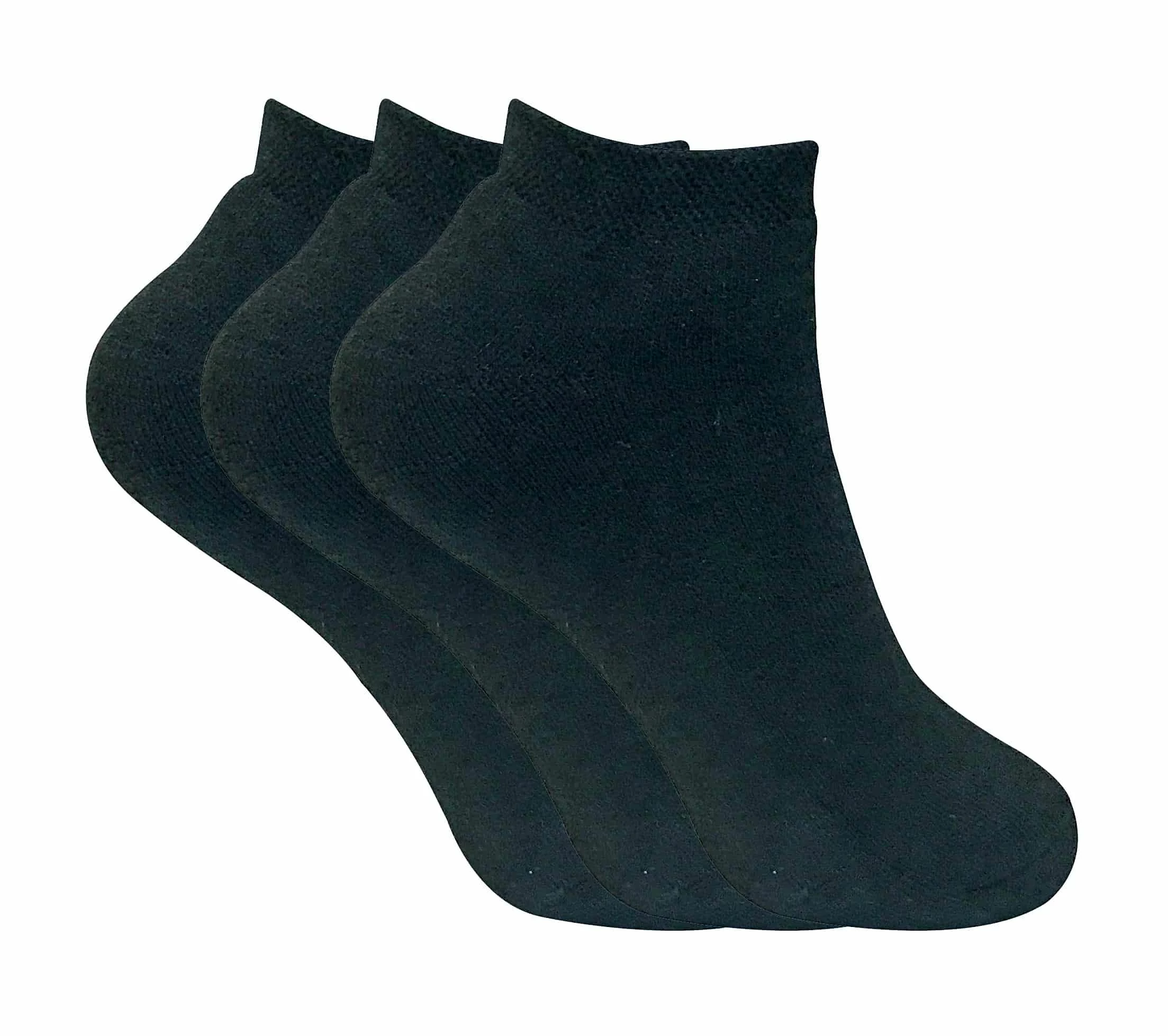 Sock Snob 3 Pairs Ladies Cushioned Coloured Low Cut Ankle Thermal Trainer Socks - Black