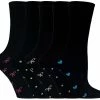 SOCK SNOB - 5 Pairs Ladies Black Socks with Heart & Bows