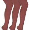3 Pair Multipack Womens Coloured Opaque 80 Denier Tights | Sock Snob | Plain Block Colour Tights - Marsala Rose - Pink