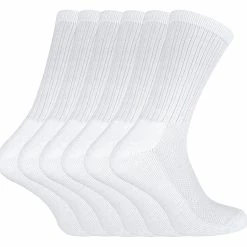 Sock Snob - 6 Pack Ladies Bamboo Organic Cotton Running Sport Socks - White