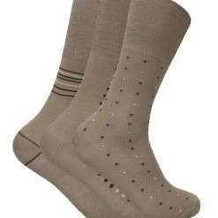Sock Snob Men's 3 pairs non elastic top antibacterial anti sweat bamboo socks - Beige