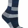 Sock Snob - Ladies Checkered Patterned Breathable Wool Blend Socks - Blue