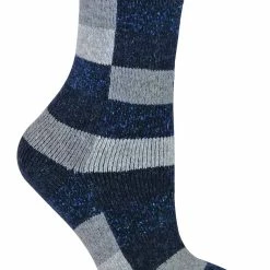 Sock Snob - Ladies Checkered Patterned Breathable Wool Blend Socks - Blue