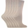 Sock Snob - 6 Pairs Ladies Plain Coloured Cotton Socks - Beige