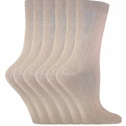 Sock Snob - 6 Pairs Ladies Plain Coloured Cotton Socks - Beige