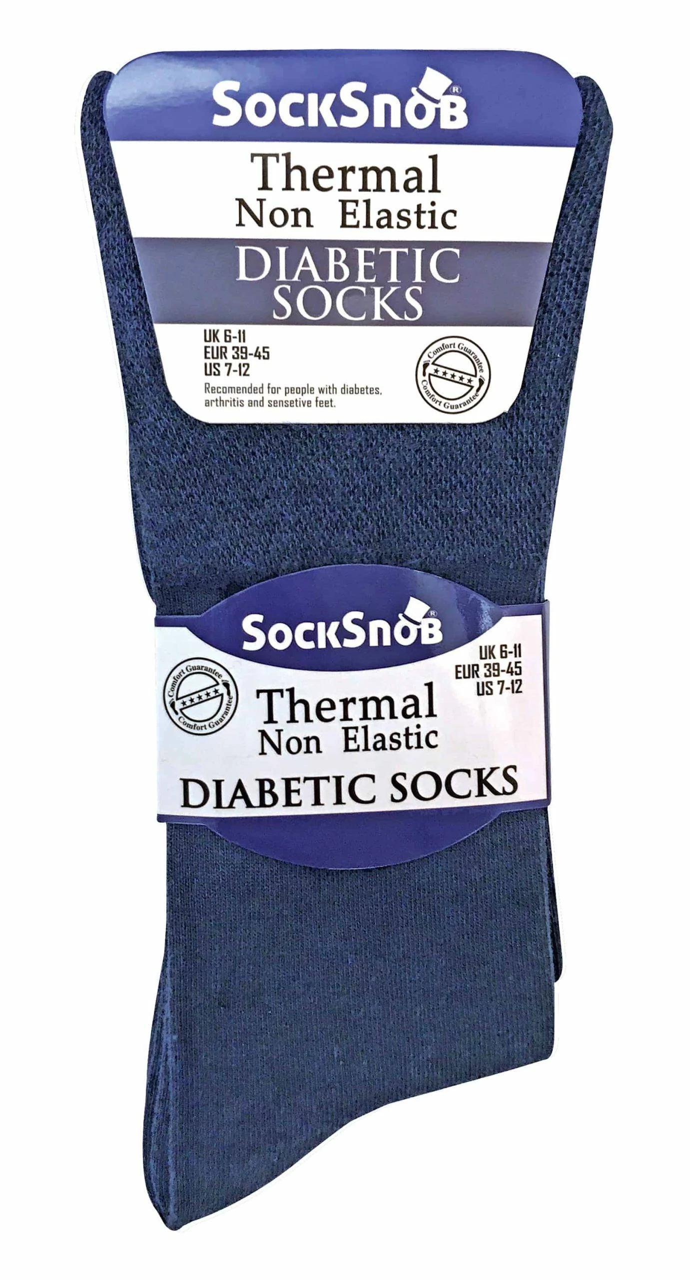 Sock Snob 3 Pack Men's Non Elastic Thermal Diabetic Socks for Poor Circulation - Blue - Image 2